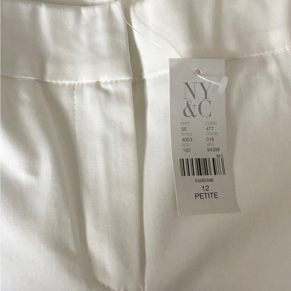 NWT NY & COMPANY 7th Avenue White Cotton Sateen Mid-Rise Bootcut Pants SIze 12P - Picture 9 of 10